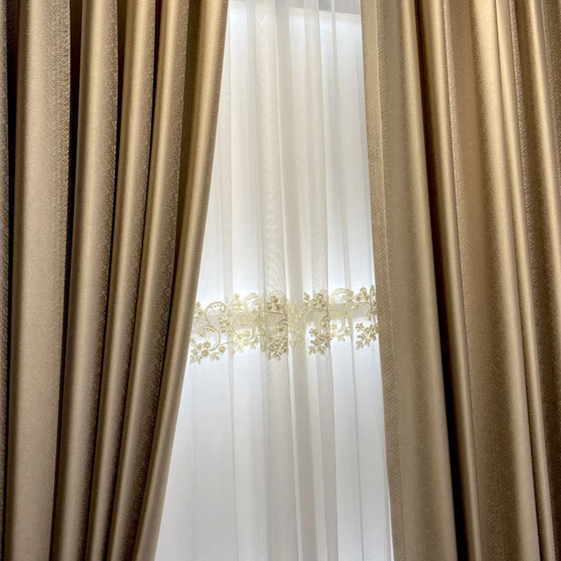 

European Style Curtains for Living Room Luxury Golden Blackout Velvet Villa Thermal Insulated French Window Drapes Home Decor