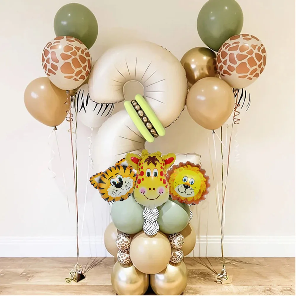 Воздушные шары в виде цифр 32 дюйма мини-шары из фольги с животными джунглях