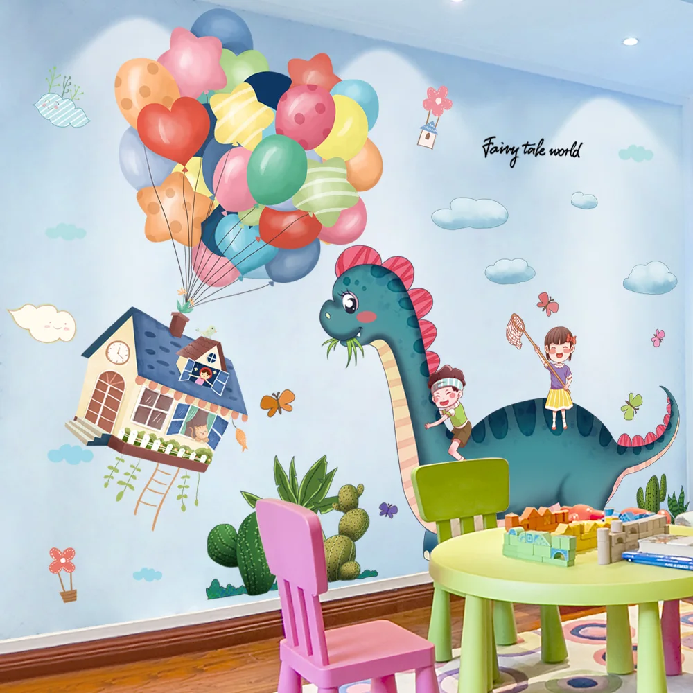 

[SHIJUEHEZI] Dinosaurs Animals Wall Stickers Vinyl DIY Cartoon Balloons Mural Decals for Kids Rooms Baby Bedroom Home Decoration