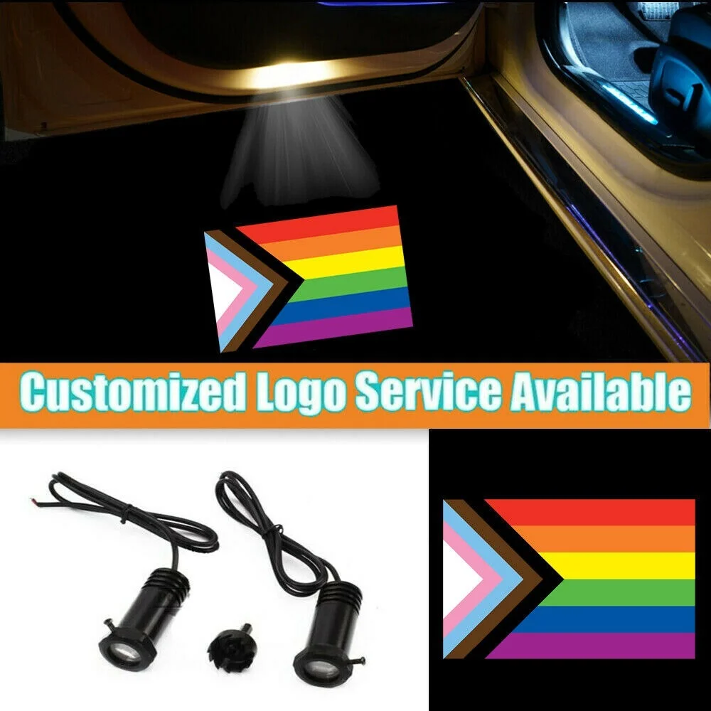 

2pcs LGBT Rainbow Flag Logo Car Door Shadow Ghost LED Projector Light for Chevy GM