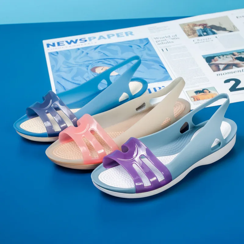 Женские сандалии-желе на нескользящей подошве летняя пляжная обувь для отдыха dy09