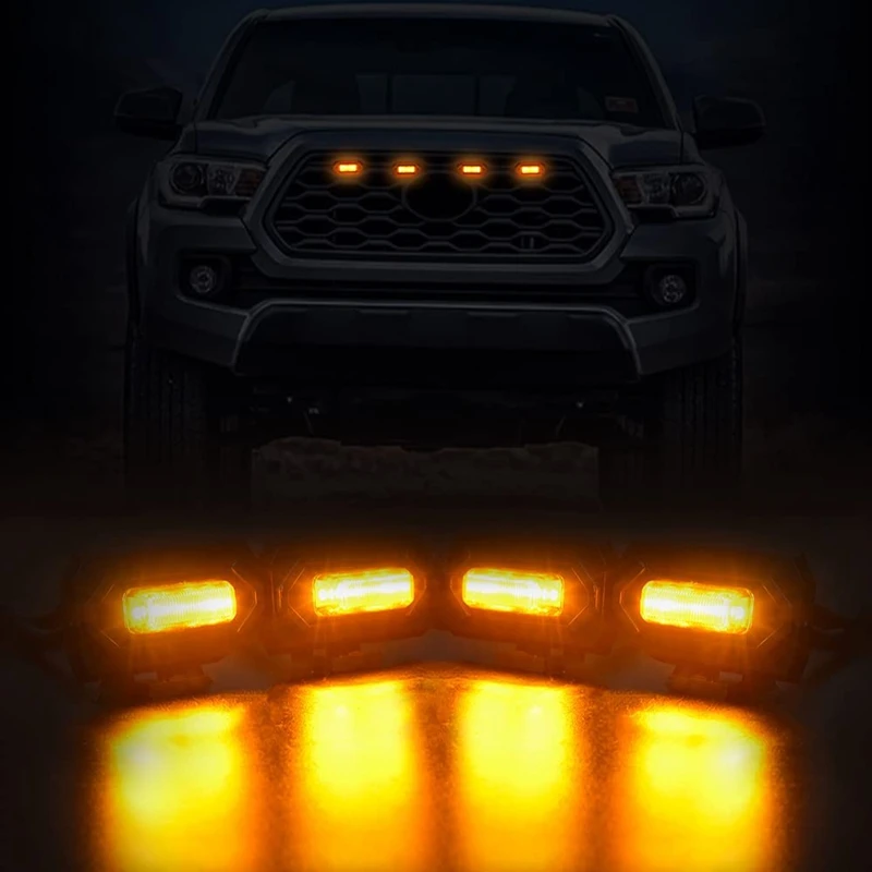 4 шт. светодиодные передние фонари для гриля Toyota Tacoma Raptor TRD Off Road Sport 2020 2021 внешняя