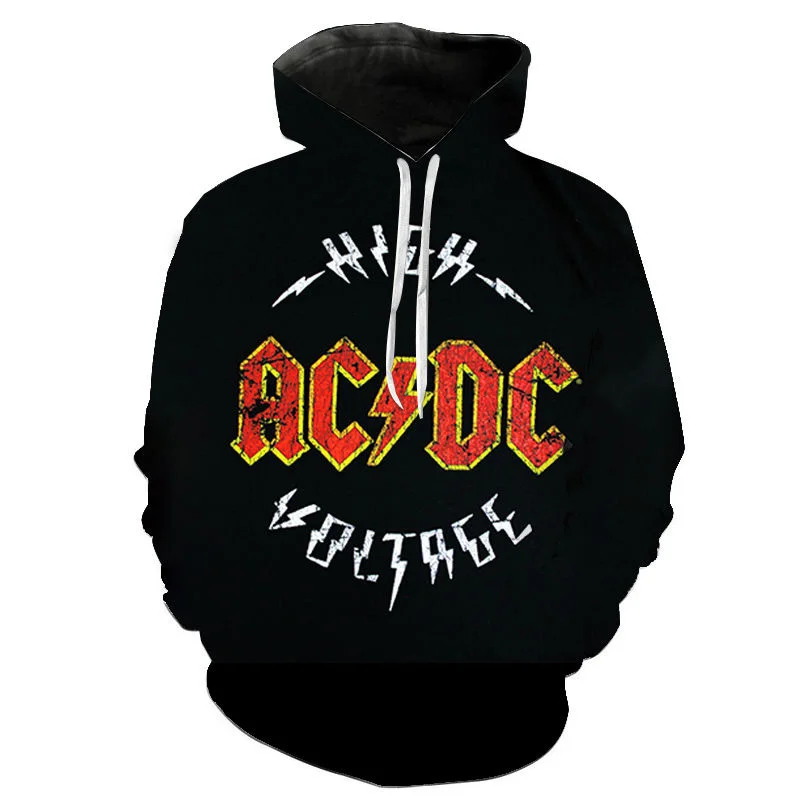 

2022 Spring Autumn AC DC Fashion Men's Women's Cool Hoodie 3D Printed Men's Hoodie Black Versatile Boys Girls Streetwear