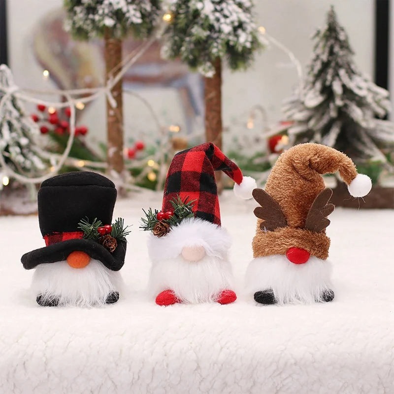 

Рождественская Кукла-гном, кулон ручной работы, плюшевая кукла без лица, лось, снеговик, старики, рождественские подвесные фигурки, украшени...