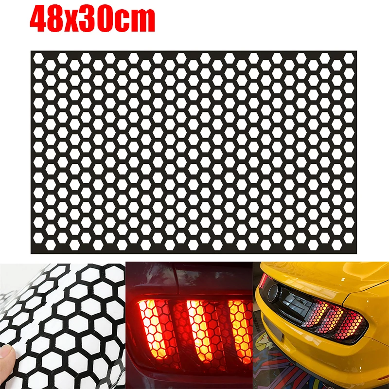

Автомобильные Сотовые наклейки 48x30 см, стильные автомобильные задние фонари, «сделай сам», полые защитные наклейки, украшение для автомобильной задней лампы, пленка-наклейка