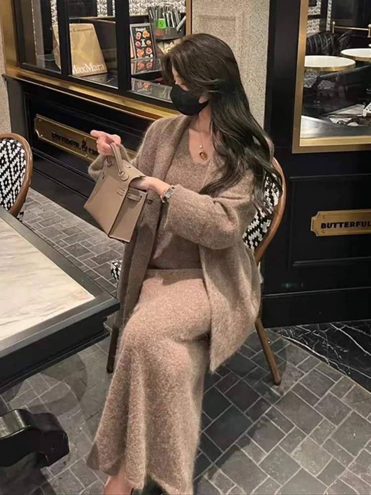 Модное вязаное платье BZVW из двух частей для женщин с V-образным вырезом без