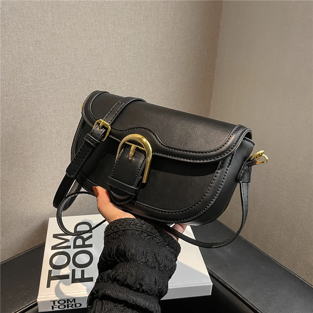 

Burminsa Saddle Small Crossbody Bags For Women 2022 Trend Luxury Designer Semicircle Shoulder Purse PU Leather Ladies Handbags