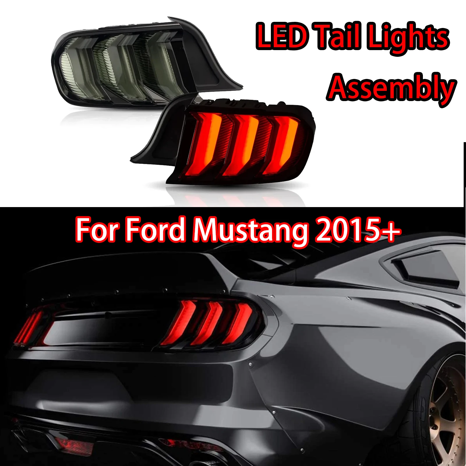 

Car Accessories LED Tail Lights Assembly US Verison For Ford Mustang 2015+ Red White Black lamp（5 Model Light）