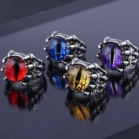 fashion jewelry devils eye ring eagle claw eyes hip hop punk ring personality titanium steel open rings 6 colors accessories