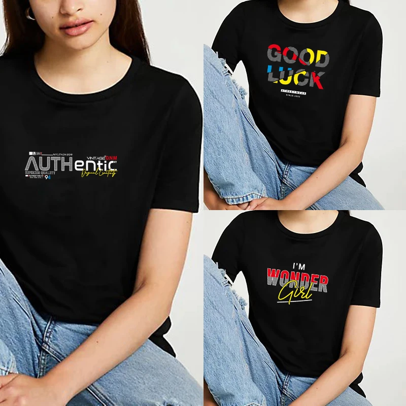 Dotted English round neck short-sleeved clothes casual fashion t-shirt tops women's t-shirt summer women's T women's print Tops