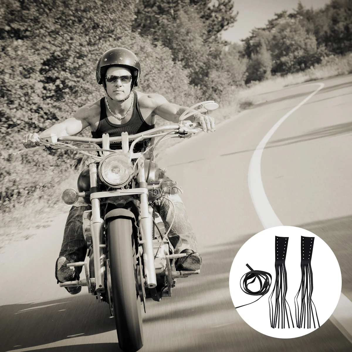 

1 Pair Handlebar Grips Tassel Motorcycle Brake Lever Covers with Fringes Black