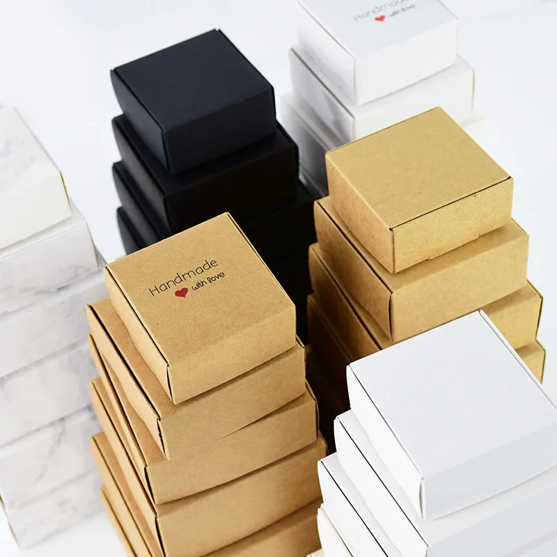 

6pcs White/Blcak/Kraft Paper Boxes Gift Packaging Wedding Birthday Christmas Event Party Favor Present Cardboard Box Case 6 Size