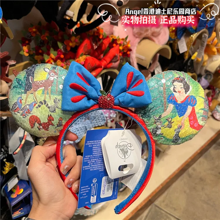 Фото Повязка на голову Дональда Дака в стиле волшебника от Disney, синяя, бархатная, с музыкальными нотами и ушками Микки, эксклюзивный аксессуар для волос из Гонконгского Диснейленда №3
