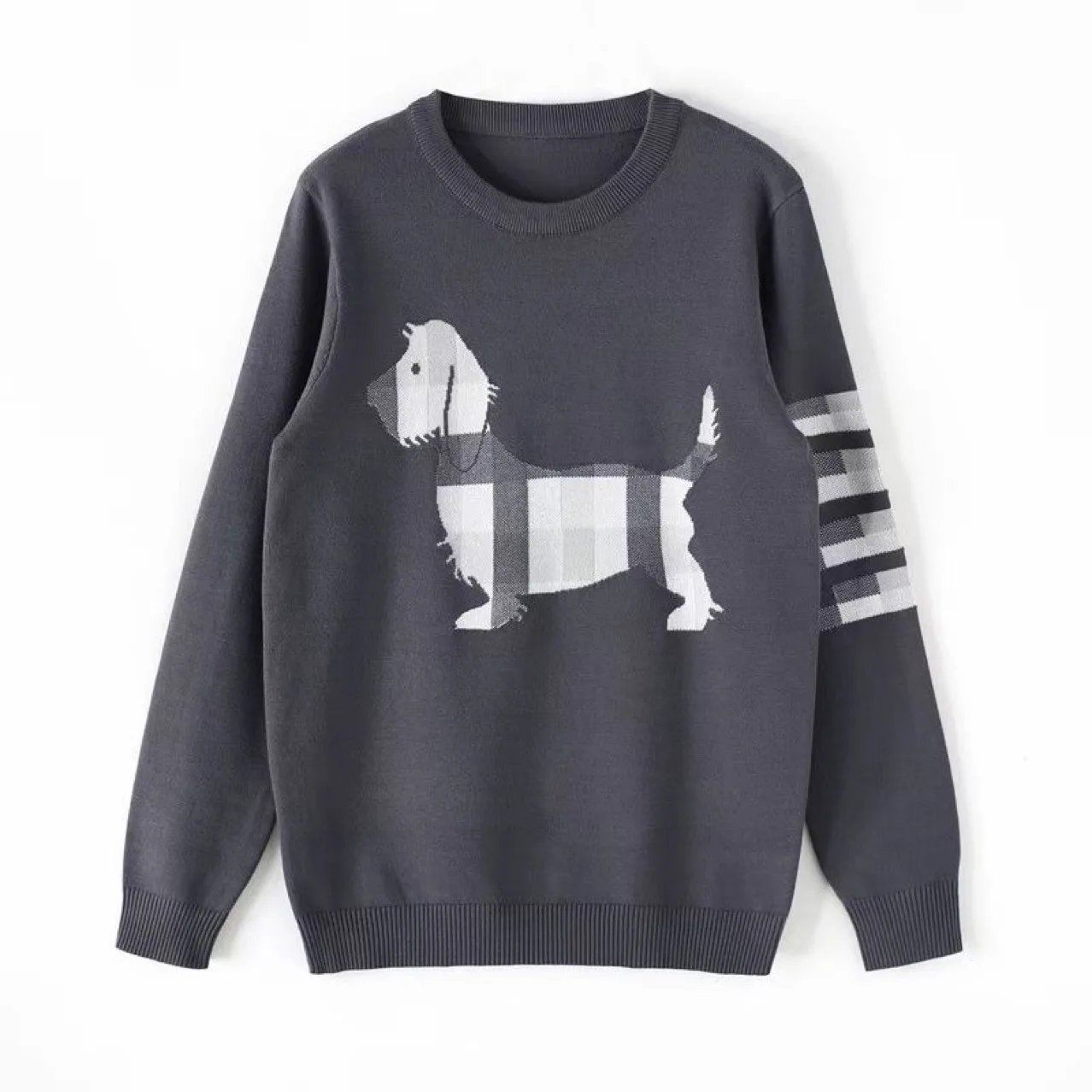 

New 2021 Luxury Gentleman Cotton Poodle Dog Classic Striped Casual Sweaters Pullovers Asian Size Homme High Quality Drake #A390