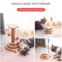 cat toys 2022 new arrival interactive pet toy three layer wooden turntable pet smart track matching color ball bell rocking toy