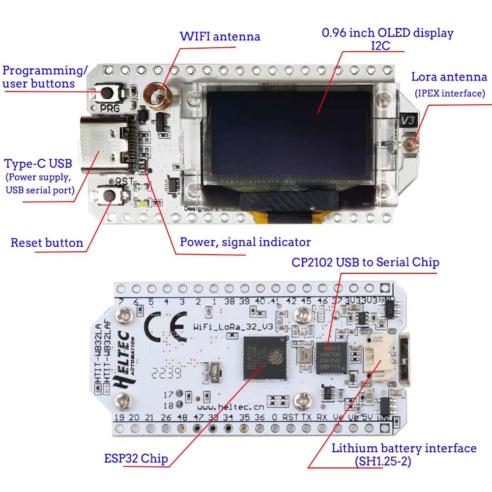 Фото 2 шт., 868 МГц, SX1276 ESP32 LoRa 0,96 дюйма, синий OLED дисплей, Bluetooth-совместимый Wi-Fi Lora Kit 32 модуля IOT макетная плата №5