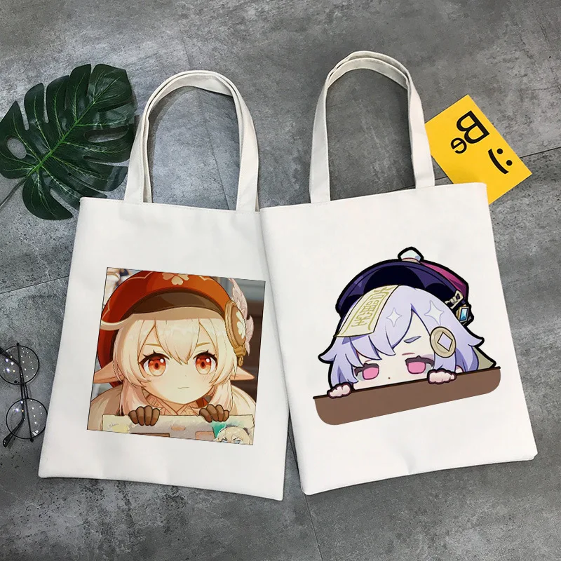 

Canvas Bag Shoulder Bag Genshin Game Kawaii Anime Shopping Bags Handbags Shoulder Bag Casual Handbag Women High Capacity Eco Bag