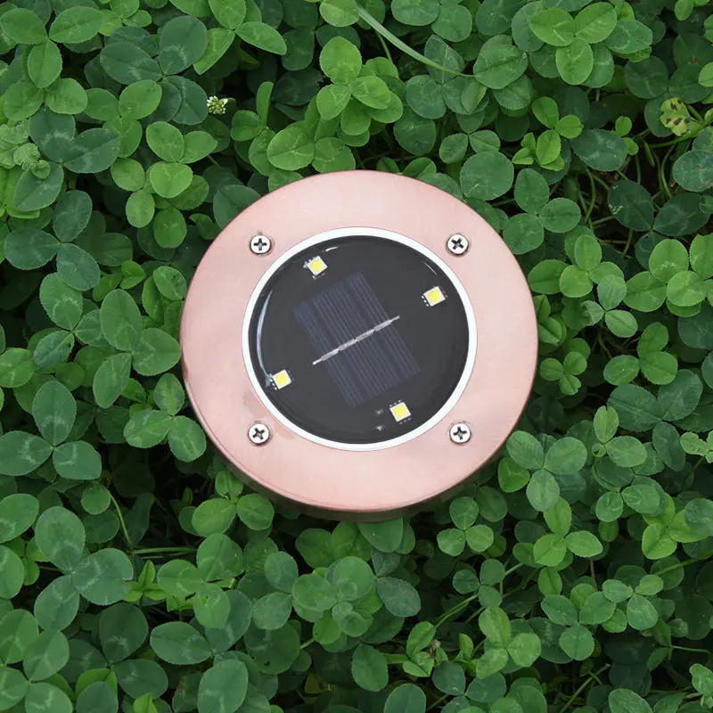 Наружная Солнечная 4 Светодиодная маленькая наземная лампа из нержавеющей стали