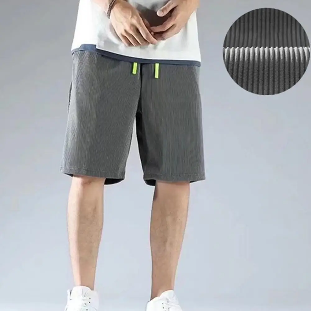 

Popular Men Shorts Relaxed Fit Pleats Thin Loose Straight Short Pants