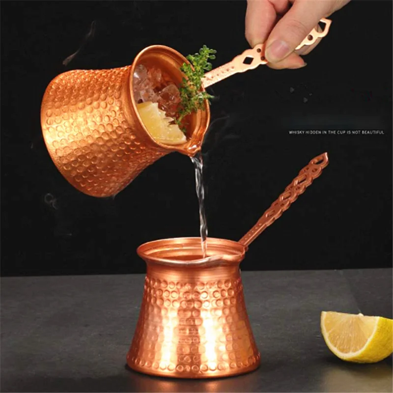 

Turkish Coffee Pot Hand Hammered Copper Drip Coffee Maker Cezve Ibrik Milk Thermos Cup Mocha Pot Brass Handle Coffee Accessories