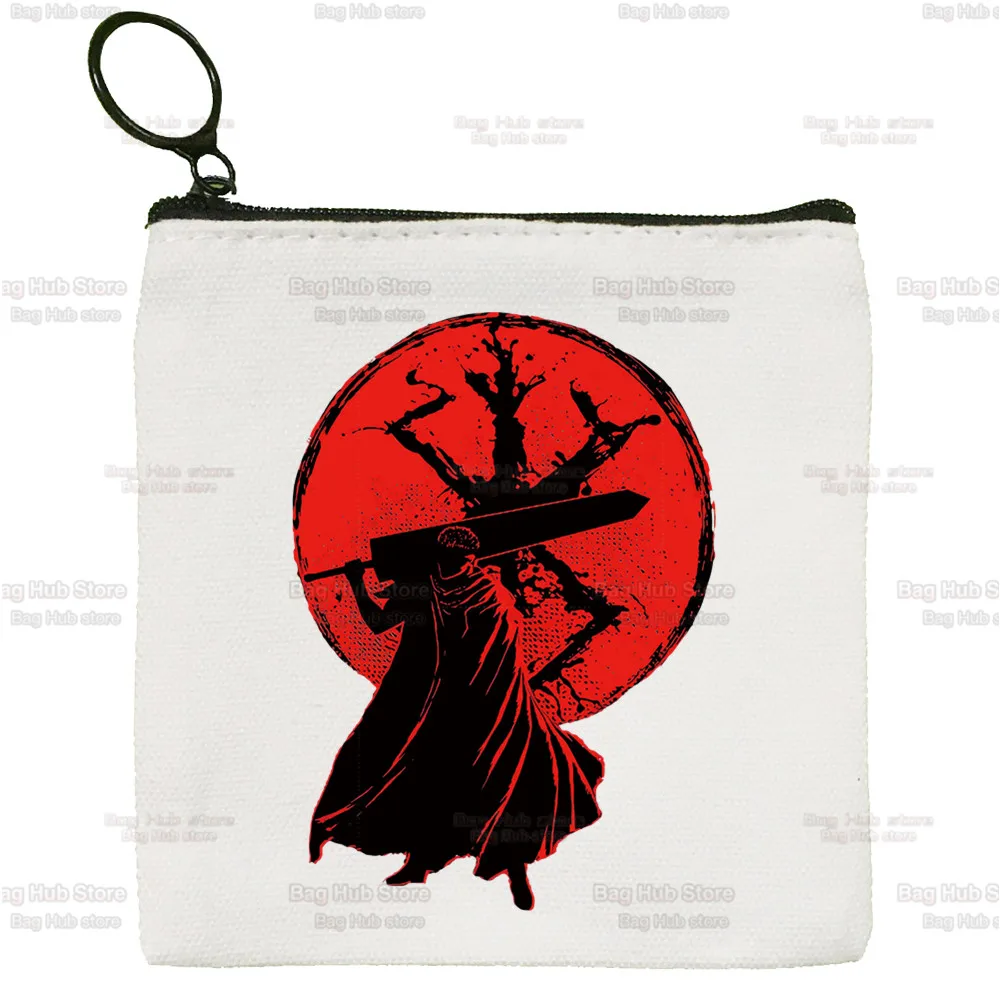 Berserk Guts Mini Coin Purse Canvas Student Wallet Swordsman Gatsu Sacrifice Zodd Anime Coin Case Zipper Hand Female Key Case