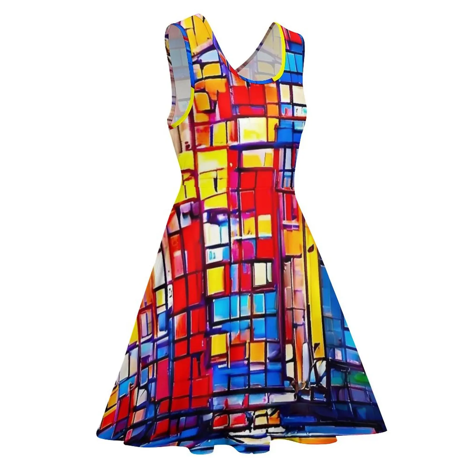 Платье Mondrian в стиле импрессионизма с высокой талией платья уличном весеннее