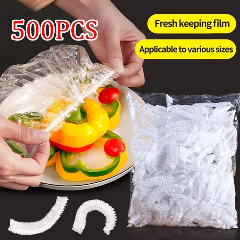 

Free Size Food Fresh Stretch Film Plastic Wrap Disposable Elastic Food Lids Fruit Bowls Seal Kitchen Fresh Keeping Bag Anti-Dust