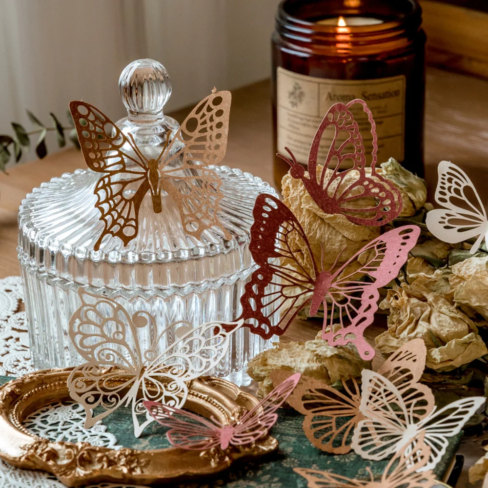 Mr.paper 6 Styles 10 Pcs/bag Vintage Butterfly Card Paper Creative Plant Flower Decoration DIY Hand Account Material Card Paper