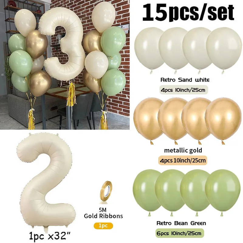 

Фольгированные шары-цифры Yaobener, кремовые, 15 шт.