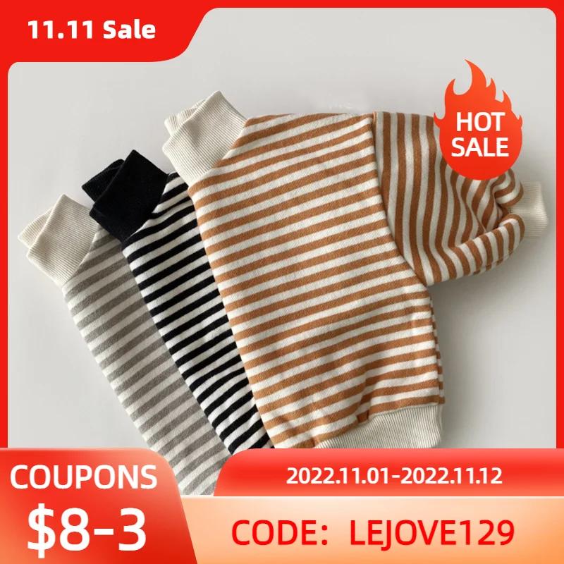 

Newborn Baby Clothes Infant Toddler Striped Unisex Loose Sweatshirt Fashion Kids High Collar Baby Tops for 0-3Y