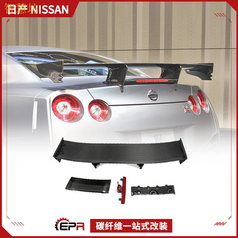 Фото Подходит для Nissan GTR R35: Модифицированные детали, карбоновое фиксированное антикрыло в стиле Nismo, стоп-сигнал, большое заднее антикрыло GT №4
