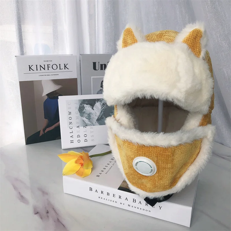 

Cartoon Warm Bomber Hats Earflap Russian Hat Cat ear Men Women Ear Flap Winter Hat Windproof Cycling Skiing Winter Snow Hats