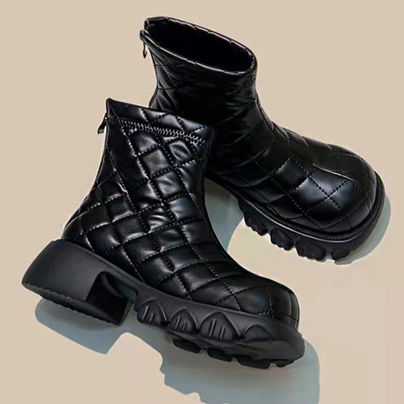 

Shoes Women 2023 Designer Brand Luxury Martin Boots Black Autumn/Winter Ankle Boots Women Platform Boots Fashion Boots