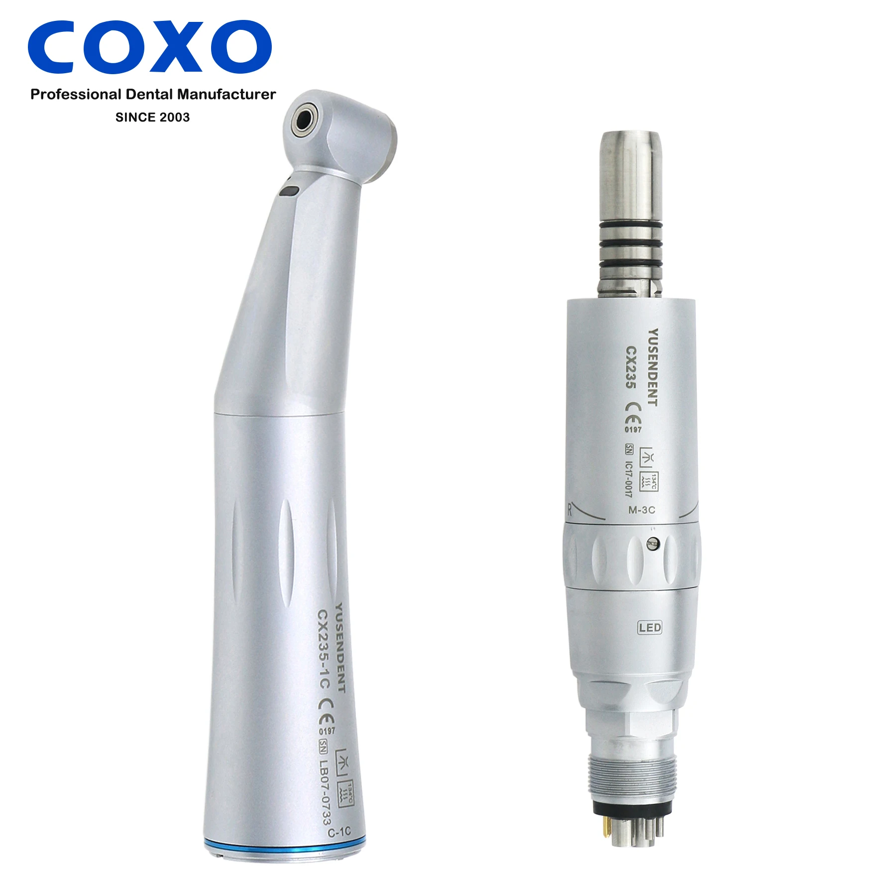 

COXO Dental 1:1 Low Speed Fiber Optic Handpiece Contra Angle Inner Water Spray 6 Holes Air Motor