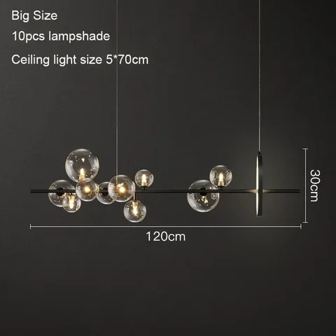 Стеклянная Подвесная лампа в скандинавском стиле, круглая Потолочная люстра, черная лампа в стиле лофт для гостиной, столовой, кухни, осветительный прибор