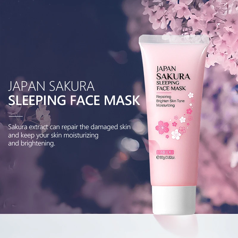 

Japan Sakura Sleeping Face Mask Moisturizing Anti Wrinkle Night Facial Mask Repairing Nourishing Skin Care Brighten Skin Tone