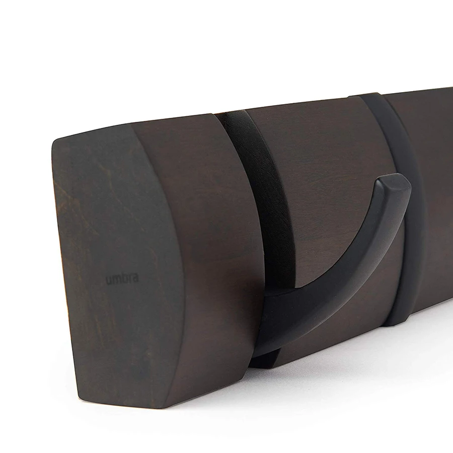 Вешалка настенная горизонтальная FLIP 8 крючков черная-орех |