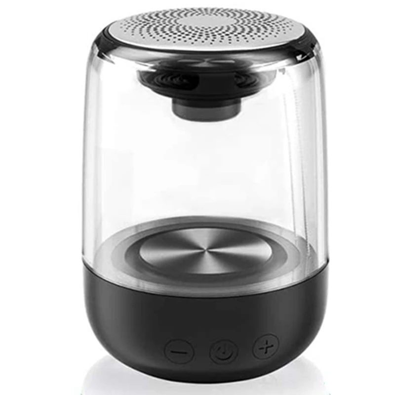 

Portable Bluetooth 5.0 Speaker Transparent LED Luminous Subwoofer 6D Surround HIFI Stereo Alarm Clock Speaker