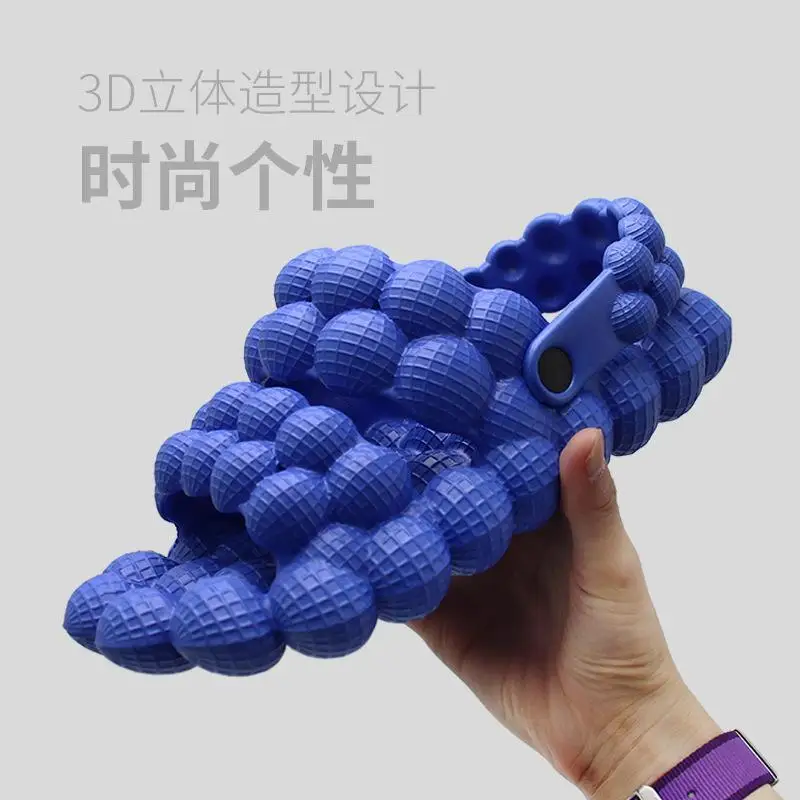 

Men's Lychee Slippers Thickened Outside Wear Summer Thick Sole Men's and Women's Household Bubble Slippers