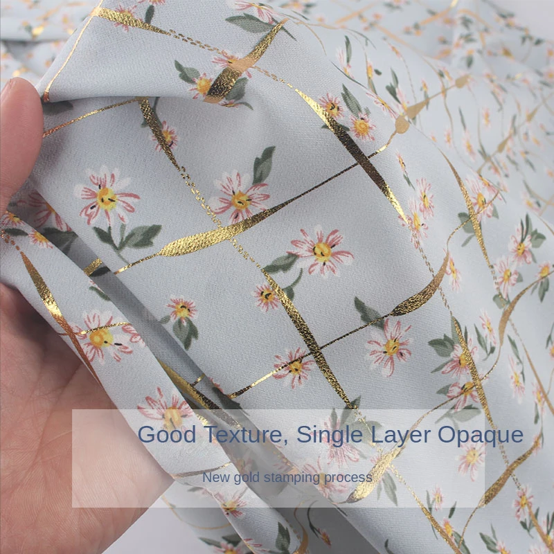 Шифоновая ткань с бронзовым принтом для одежды короткий рукав топ платье шитье