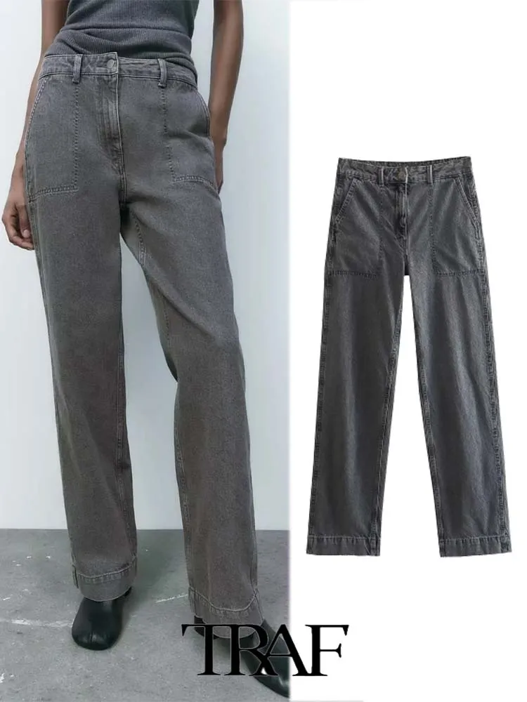 

Модные Женские однотонные джинсы со средней посадкой