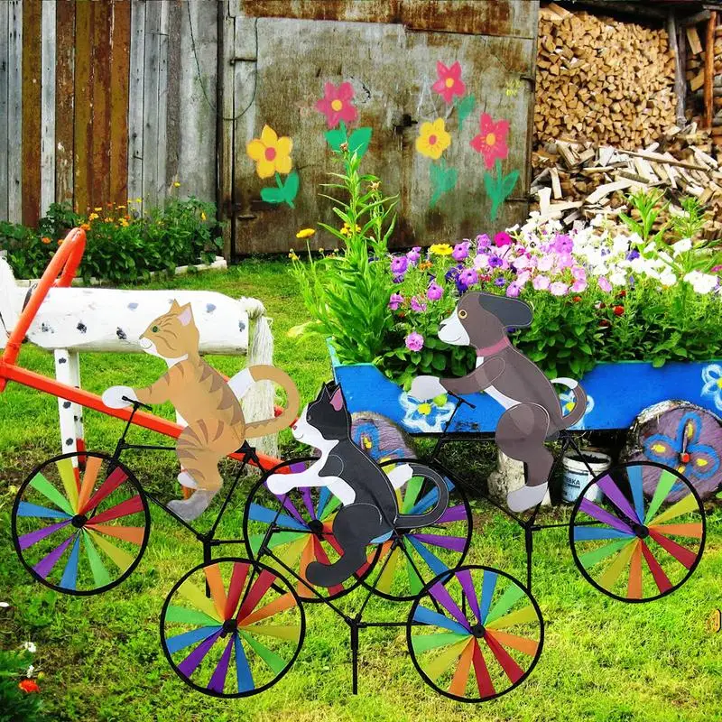 

Ветряная мельница в виде животного, велосипеда, спиннера, кошки, щенка, уличное украшение для сада, декоративное украшение для дома и двора, подарок