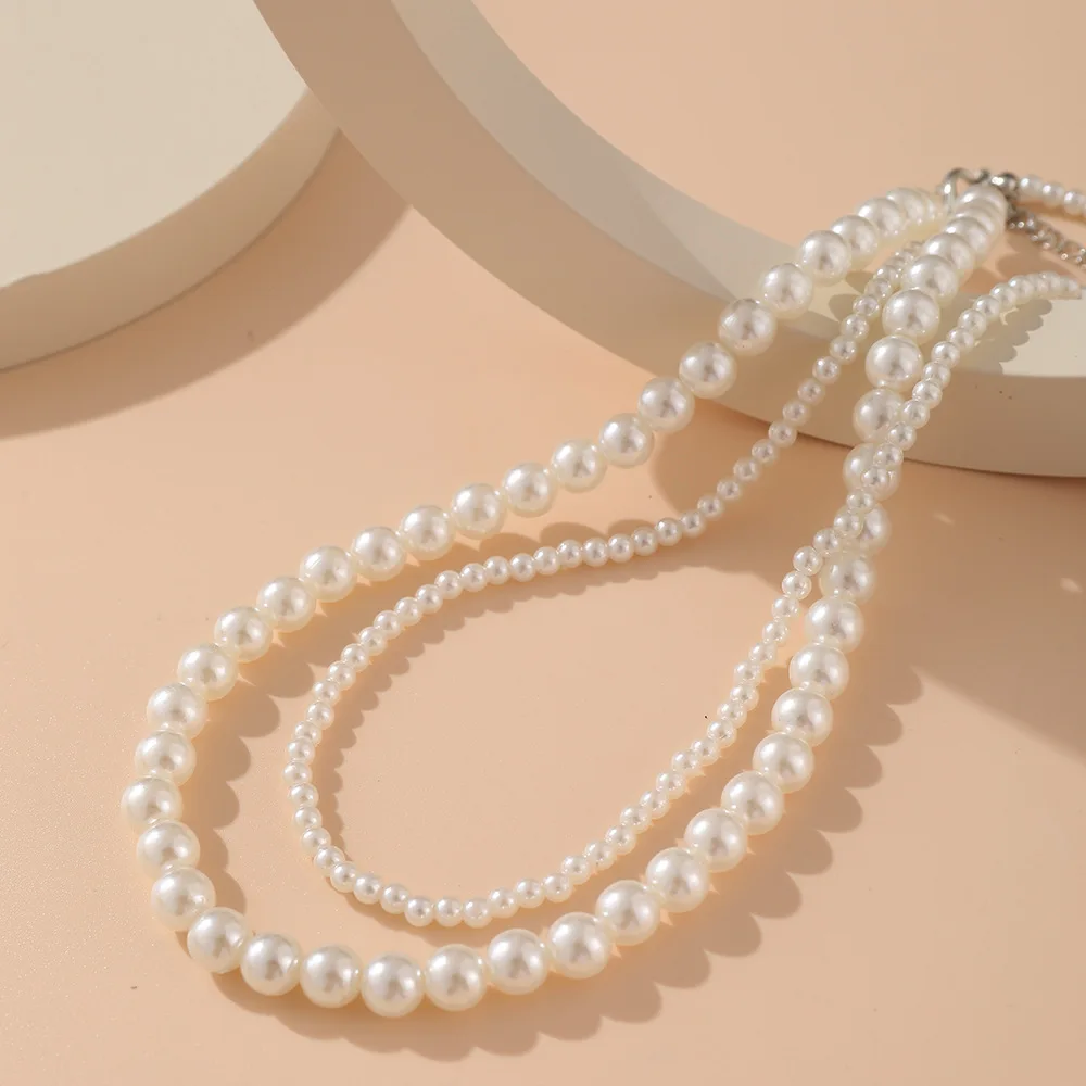

Simple Wedding Multilayer Pearl Necklace For Women Vintage Fashion Party Elegant Pearls Statement Necklace Collar Jewelry