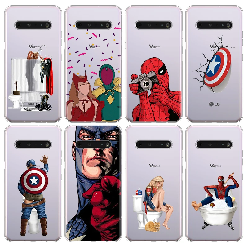 

Funny Superhero Marvel For LG G8 V30 V35 V40 V50 V60 Q60 K 40S 50S 41S 51S 61 71 22 31 42 92 ThinQ Transparent Phone Case