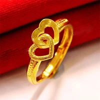 exquisite golden vintage love heart open ring adjustable engagement ring