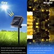 1pc outdoors solar string light 200 leds 8 modes solar lamp led lights strips waterproof for gardens courtyard wedding party mothers day valentines day new year christmas tree home decor details 5