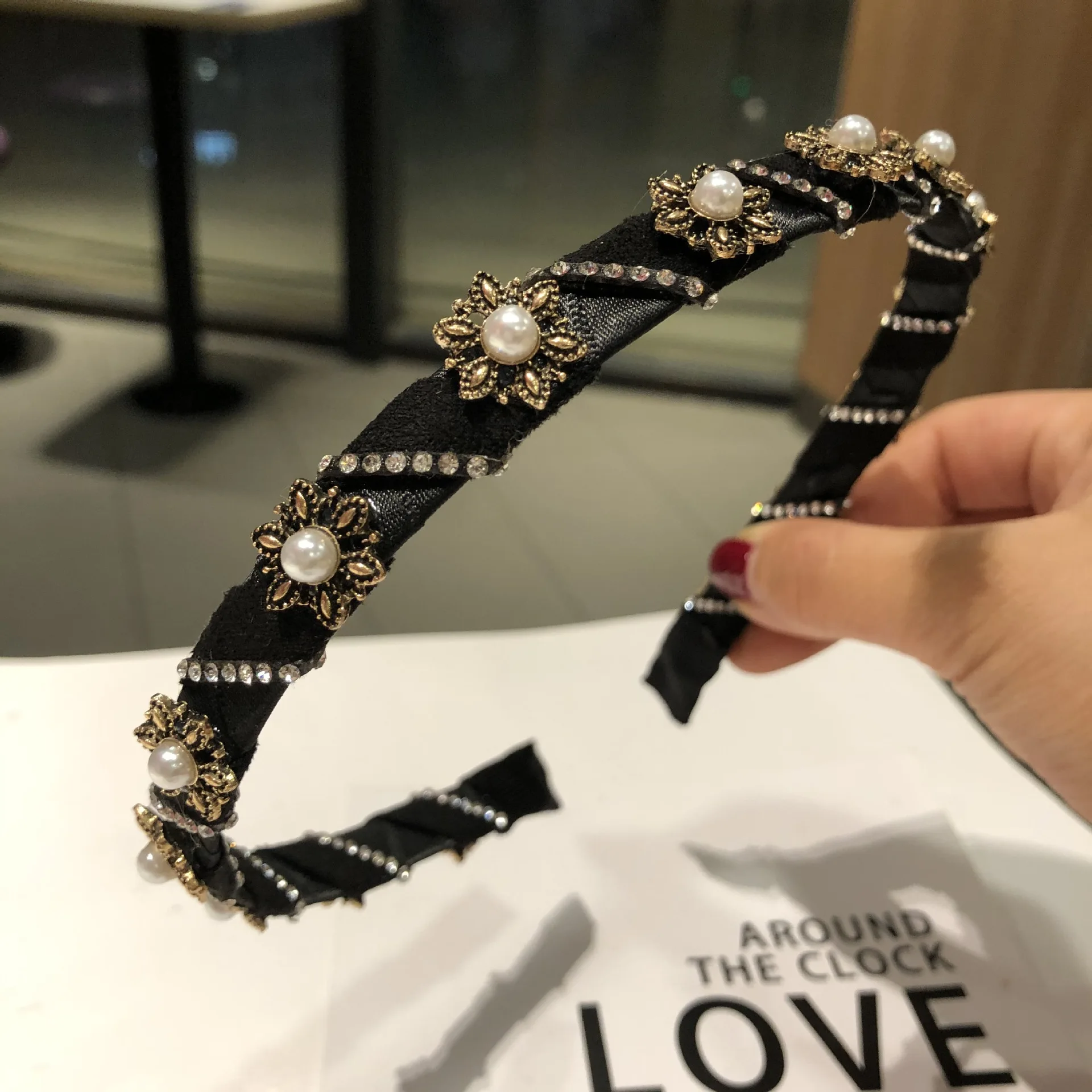 

Pearl Water Brick Hair Hoop Female Clip Wash Headband Hair Clip