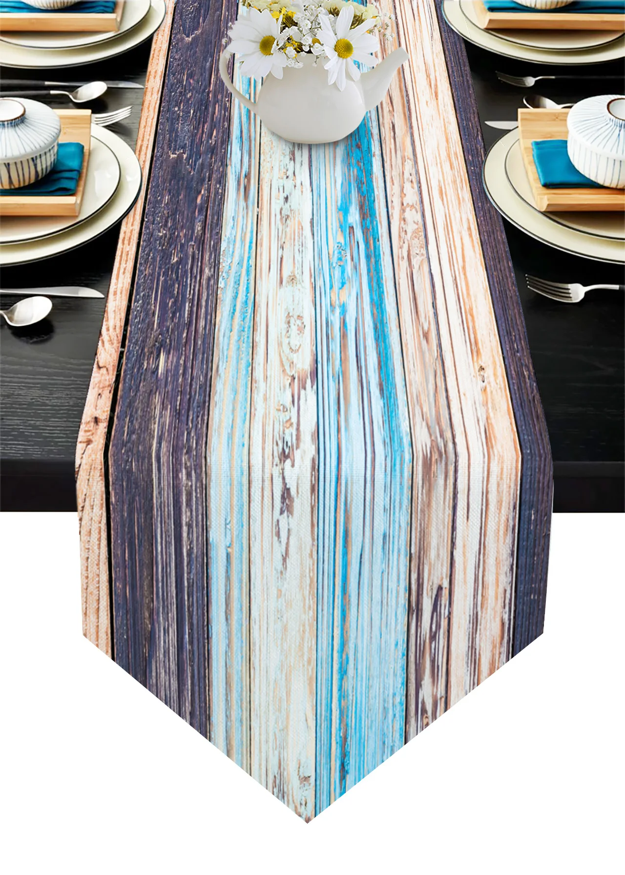 

Color Plank Wood Grain Coffee Table Decor Tablecloth Wedding Decoration Dinning Table Decoration Table Runner