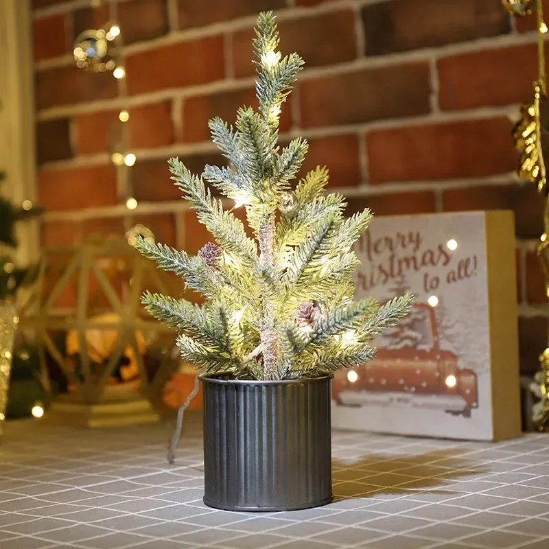 

2023 Christmas with lights small mini cedar tabletop Christmas tree Home decoration window scene 2024 New Year decorations