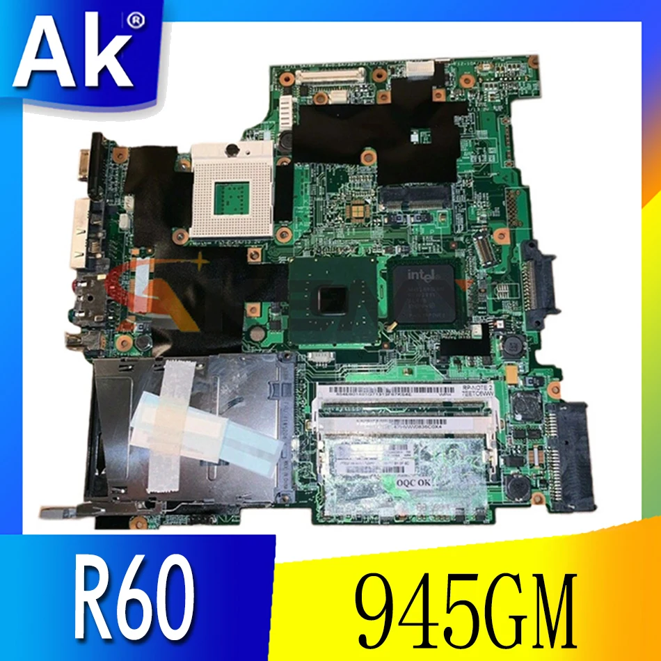 

Akemy FRU 42W2575 Main board For lenovo thinkpad R60 laptop motherboard 14.1 inch LCD 945GM DDR2 free cpu works